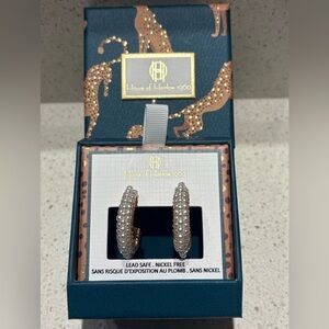 NWT House of Harlow 1960 White Pearl Hoop Earrings